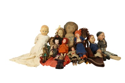 Lot 193 - DOLLS: TWO VENTRILOQUIST HEAD DOLLS, 20TH CENTURY