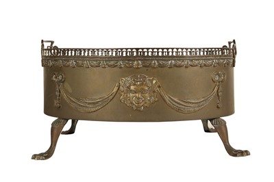 Lot 252 - A 19TH CENTURY IRISH (DUBLIN) BRASS WINE COOLER IN THE ADAM STYLE