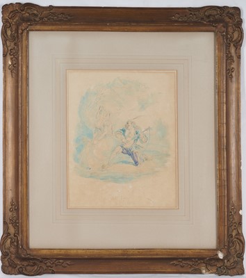 Lot 1681 - Cruikshank (George) An ink and watercolour illustration of a troubadour