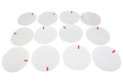 Lot 1222 - LUESMA & VEGA, SPAIN, A SET OF TWELVE WHITE GLASS DISHES, 21ST CENTURY