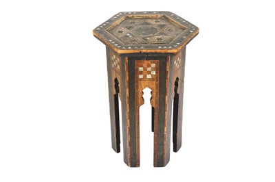 Lot 338 - λ A SMALL MOTHER-OF-PEARL-INLAID HARDWOOD OCCASIONAL TABLE