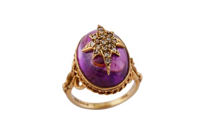 Lot 726 - AN AMETHYST AND DIAMOND DRESS RING, 1973-74
