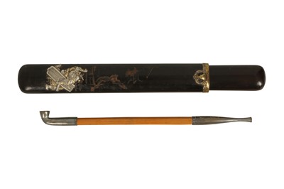 Lot 462 - A JAPANESE LACQUERED KISERUZUTSU (PIPE CASE).