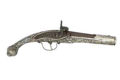 Lot 387 - AN OTTOMAN SILVER-MOUNTED FLINTLOCK HOLSTER PISTOL (KUBUR)