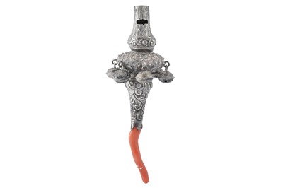 Lot 862 - A WILLIAM IV STERLING SILVER BABY'S RATTLE, BIRMINGHAM 1831 BY JOSEPH BETTRIDGE