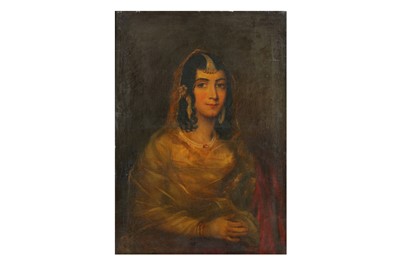 Lot 222 - A SEATED PORTRAIT OF A YOUNG LADY OF TITLE WEARING TRADITIONAL INDIAN JEWELS