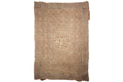 Lot 379 - AN ARMORIAL INDO-PORTUGUESE QUILTED COLCHA (COVER) OR HANGING