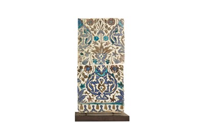 Lot 230 - A PAIR OF 16TH / 17TH CENTURY SYRIAN GLAZED TILES