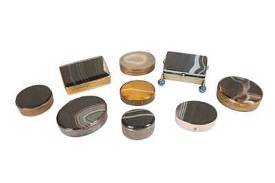 Lot 193 - A COLLECTION OF NINE 19TH CENTURY AND LATER AGATE AND METAL MOUNTED BOXES