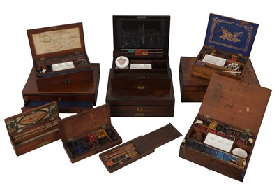 Lot 134 - A Collection of 19th Century / Early 20th Century Artist's Paint Boxes