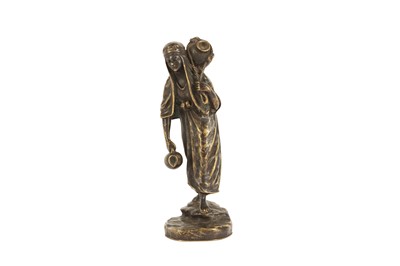 Lot 249 - A SMALL LATE 19TH CENTURY FRENCH ORIENTALIST BRONZE FIGURE OF AN ARAB WATER CARRIER