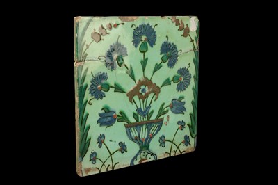 Lot 233 - A SYRIAN GLAZED POTTERY TILE