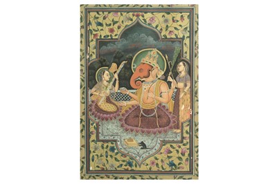 Lot 224 - LORD GANESHA WITH CONSORTS RIDDHI AND SIDDHI