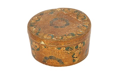 Lot 377 - A KASHMIRI POLYCHROME-PAINTED AND LACQUERED GANEMEDE LIDDED BOX