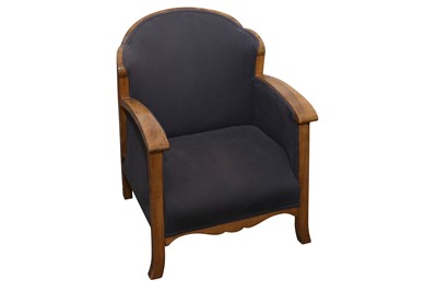 Lot 157 - A STAINED BEECH ARMCHAIR, EARLY 20TH CENTURY