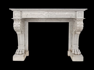 Lot 114 - A GEORGE II STYLE MARBLE CHIMNEYPIECE