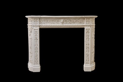 Lot 113 - A RENAISSANCE REVIVAL STYLE CARVED MARBLE CHIMNEYPIECE