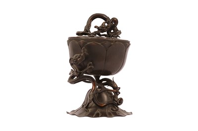 Lot 312 - A JAPANESE BRONZE ‘LOTUS’ CENSER.