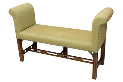 Lot 167 - A GOTHIC REVIVAL STAINED BEECH WINDOW SEAT, LATE 20TH CENTURY