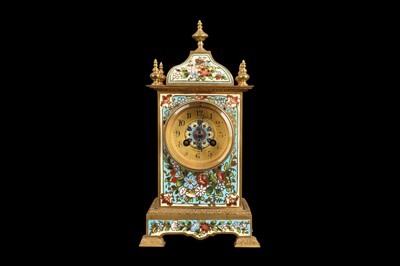 Lot 287 - A LATE 19TH CENTURY FRENCH GILT BRONZE AND CLOISONNE ENAMEL MANTEL CLOCK