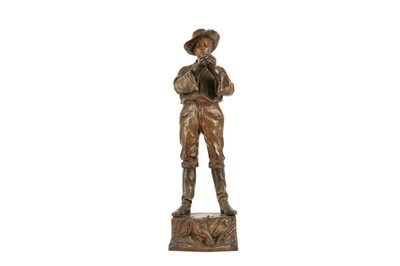 Lot 162 - FREIDRICH GOLDSCHEIDER (1845-1897): A COLD PAINTED TERRACOTTA FIGURE OF A COWBOY