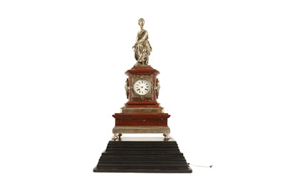 Lot 73 - A FINE THIRD QUARTER 19TH CENTURY FRENCH SILVERED BRONZE AND MARBLE FIGURAL CLOCK