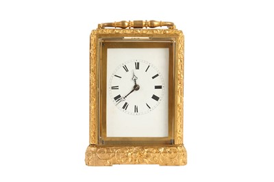 Lot 300 - A MID 19TH CENTURY FRENCH GILT BRASS CARRIAGE CLOCK WITH JULES TYPE ESCAPEMENT