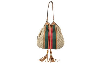 Lot 254 - Gucci Beige Monogram Web Bucket Hobo Bag