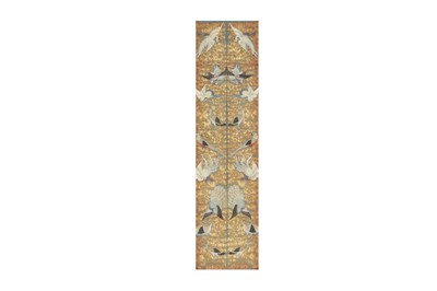 Lot 197 - A PAIR OF CHINESE EMBROIDERED 'HUNDRED BIRDS' SILK CUFFS.