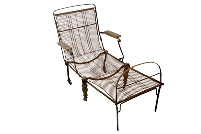 Lot 172 - A VICTORIAN FOLDING METAL CAMPAIGN ARMCHAIR