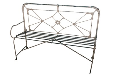 Lot 1000 - A FRENCH WHITE PAINTED GARDEN BENCH, 19TH CENTURY
