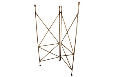 Lot 1001 - A WHITE PAINTED IRON TWO FOLD SCREEN OR ROOM DIVIDER, LATE 19TH/20TH CENTURY