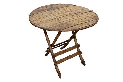 Lot 1015 - A BAMBOO CIRCULAR FOLDING TABLE, 20TH CENTURY