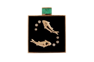 Lot 120 - An emerald and diamond Zodiac pendant