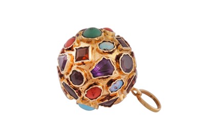 Lot 750 - λ A MULTI-GEM PENDANT, CIRCA 1960