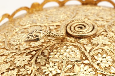 Lot 148 - An early 20th century Anglo - Indian unmarked silver gilt three-piece tea service, Kashmir circa 1900