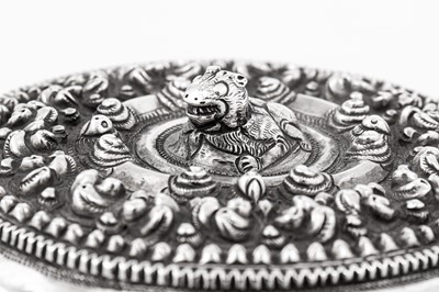 Lot 188 - An early 20th century Burmese unmarked silver betel box, Shan States circa 1920