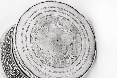 Lot 188 - An early 20th century Burmese unmarked silver betel box, Shan States circa 1920