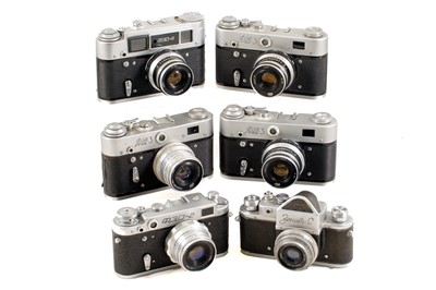 Lot 171 - Five FED Soviet Rangefinder Cameras & a Zenith C.