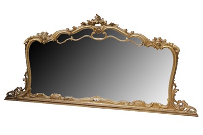 Lot 315 - A ROCOCO STYLE GILTWOOD FRAMED OVERMANTEL MIRROR, 20TH CENTURY