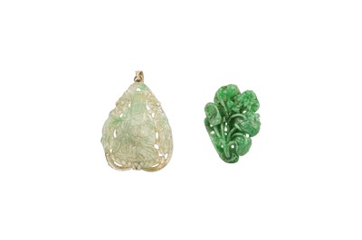 Lot 58 - TWO CHINESE JADEITE PENDANTS.