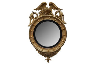 Lot 316 - A REGENCY CONVEX GILTWOOD MIRROR