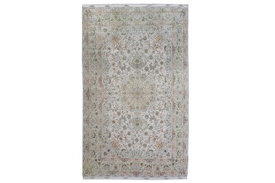 Lot 103 - A VERY FINE PART SILK TABRIZ CARPET, NORTH-WEST PERSIA