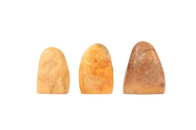 Lot 264 - THREE CHINESE SOAPSTONE SEALS.