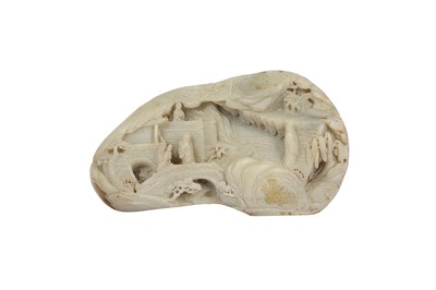 Lot 587 - A CHINESE PALE CELADON JADE BOULDER.