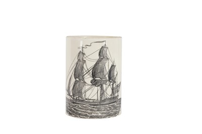 Lot 3 - AN ENGLISH CREAMWARE TANKARD, 18TH CENTURY