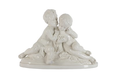 Lot 18 - A NEAPOLITAN BLANC DE CHINE PORCELAIN FIGURE GROUP BY L BADESSI