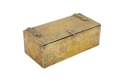 Lot 486 - AN ENGRAVED BRASS CASKET