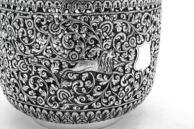 Lot 172 - A late 19th century Anglo – Indian unmarked silver confectionary or rose petal jar, Cutch circa 1890