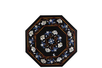 Lot 286 - AN OCTAGONAL PIETA DURA AND MOTHER OF PEARL INLAID TABLE TOP, 20TH/21ST CENTURY